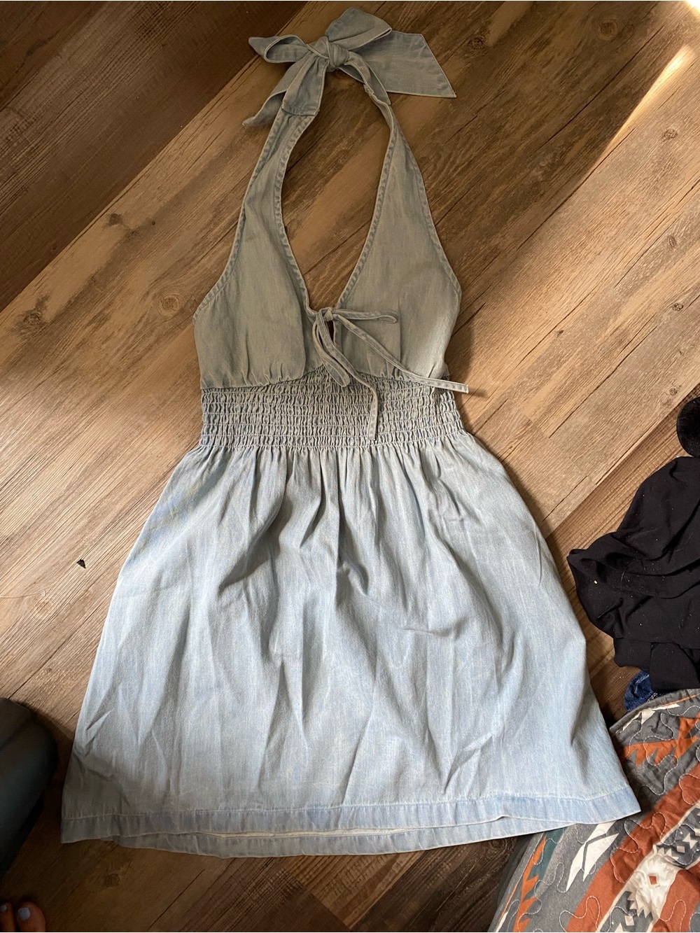 American Eagle Outfitters Light Blue Halter Mini Dress